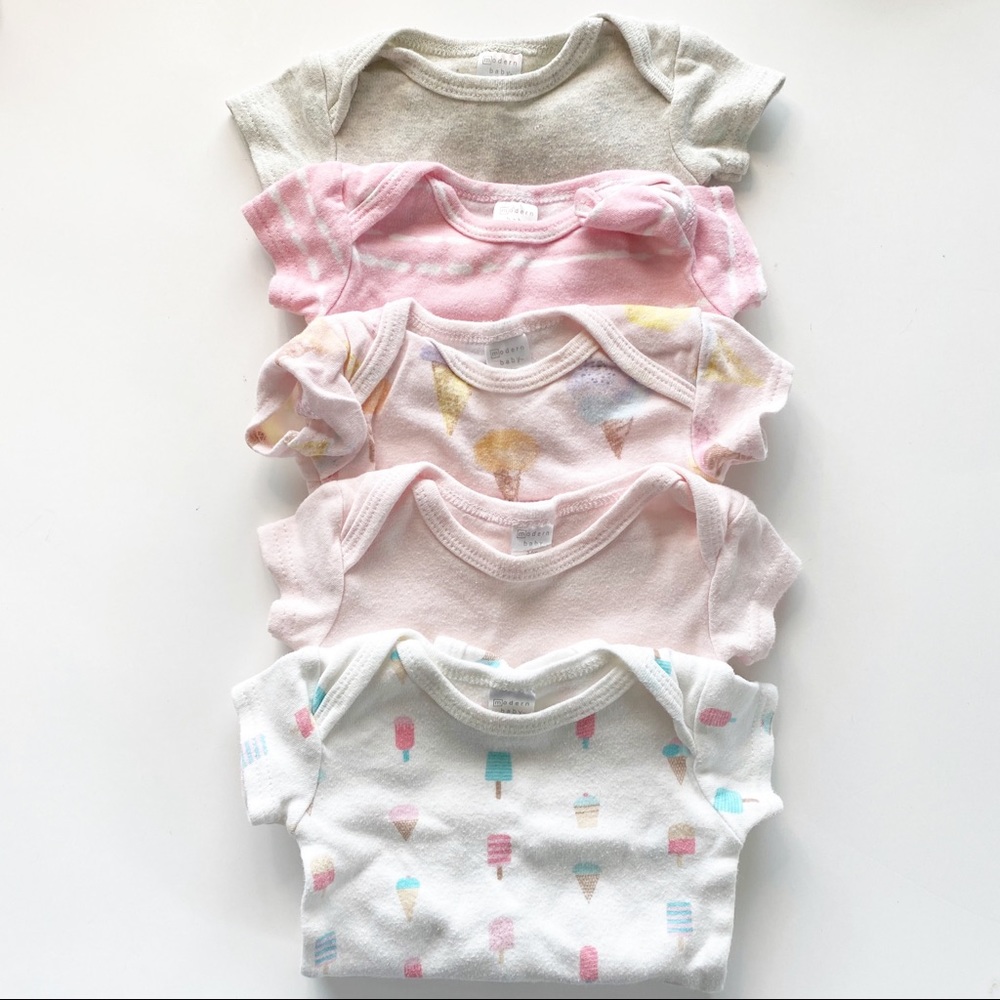 Modern Baby Pink Ice Cream Onesies